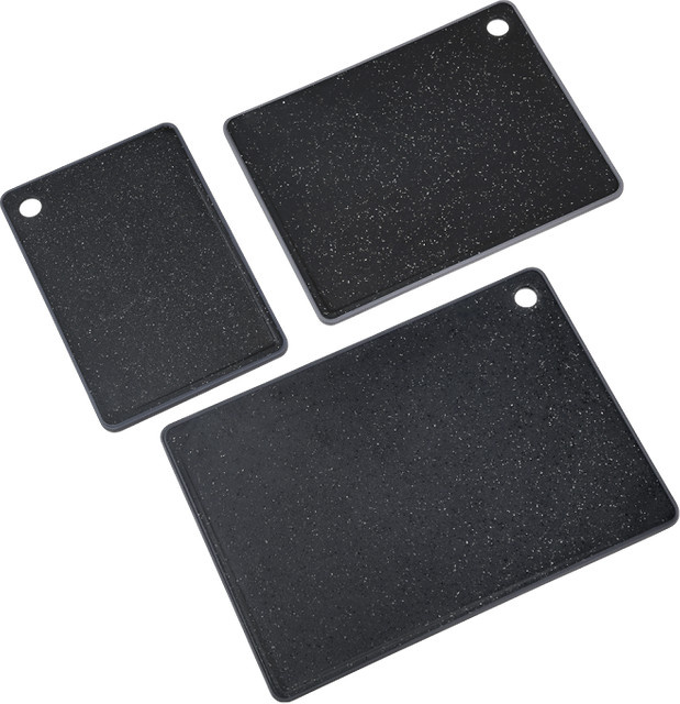Kesper 3er Set Schneidebretter aus Kunststoff in Schwarz mit Saftrinne und rechteckiger Form - Bild 1