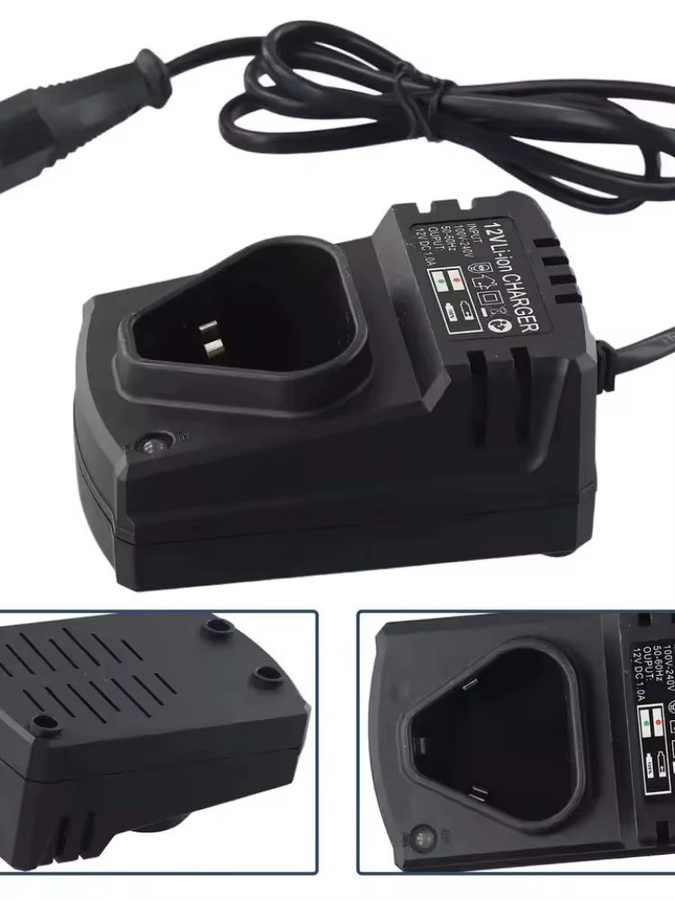 12V Elektrisches Ladegerät für Li-Ion Akkus, Tragbares Ladegerät für wiederaufladbare Bohrmaschinen, Farbe: Schwarz - Bild 7