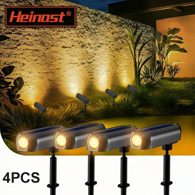 Heinast Solar-Außenstrahler IP65 Wasserdicht, Verstellbare Solar-Landschaftsstrahler in Schwarz für Garten und Wege - Bild 1