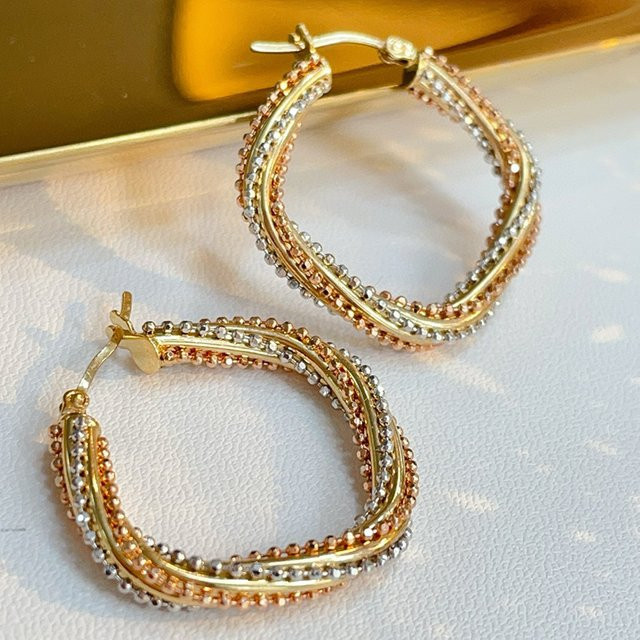 YoYo Ohrringe, zweifarbige Hanf-Punkte, Goldfarbe, Damen - Bild 1