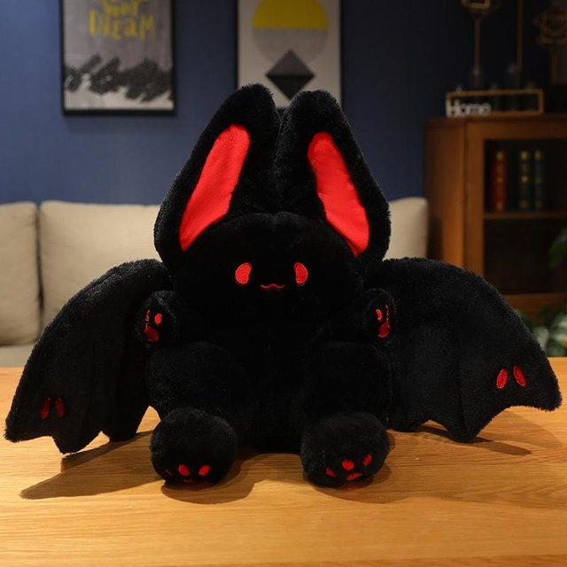 Yiran toy Kawaii Fledermaus Kaninchen Plüschtier, Schwarz Rosa Grün, 35cm - Bild 1