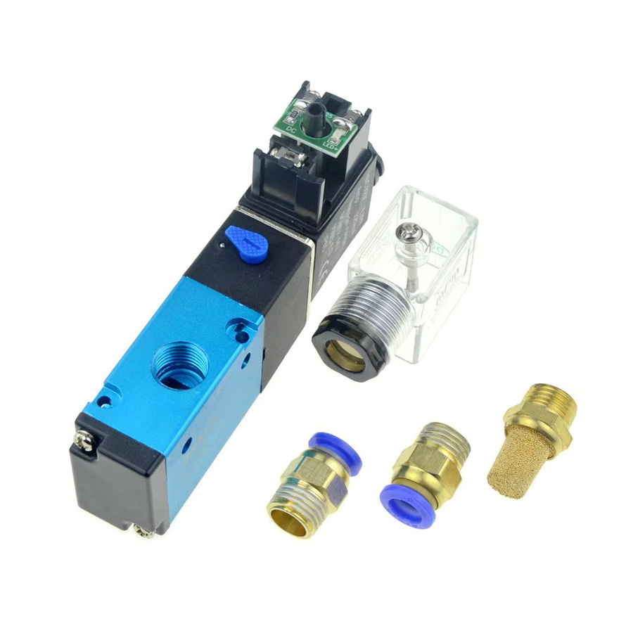 WYWBEY Pneumatisches Luftmagnetventil mit elektrischer Steuerung, 3-Wege-Anschluss, 2 Positionen, Blau, für 10 mm, 6 mm und 8 mm Schlauchanschlüsse, kompatibel mit 12 V, 24 V und 220 V - Bild 2