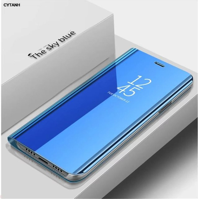 Luxus Spiegelflip-Hülle aus Leder für Apple iPhone in Blau - Bild 1