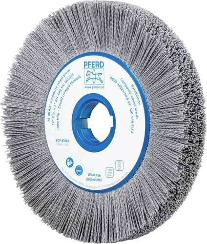 PFERD COMPOSITE FLEX Rundbürste RBUP in Grau mit SiC-Filament, Korn 120, Durchmesser: 300 mm, Breite: 25 mm, Höhe: 50,8 mm - Bild 1