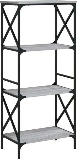 vidaXL Bücherregal mit 4 Böden in Grau aus Holzwerkstoff und Metall mit industrieller Note, B/T/H: 59 x 35 x 132 cm - Bild 1