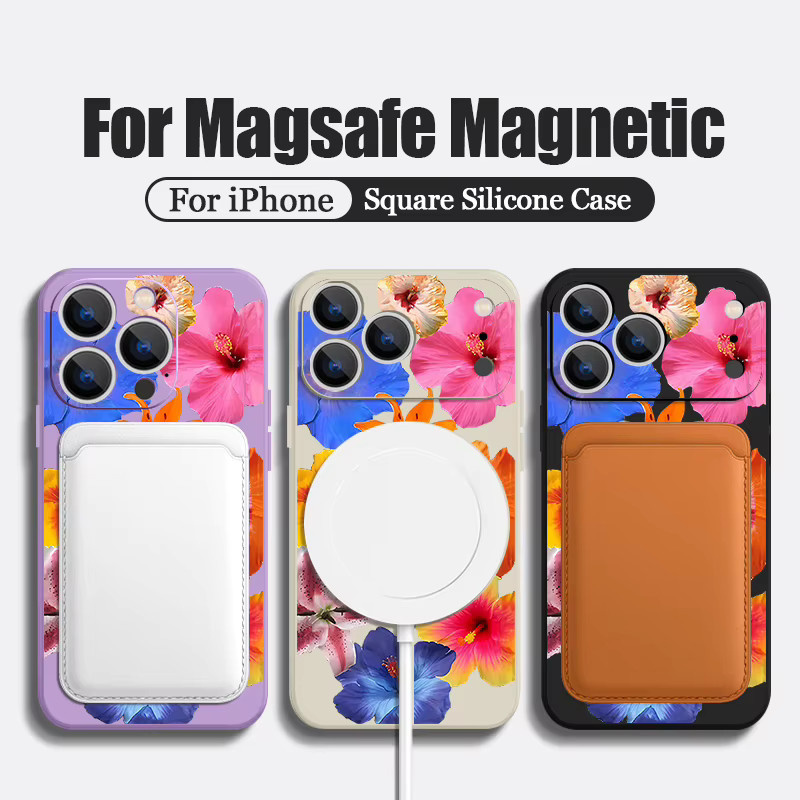 YISHANGOU Handyhülle mit buntem Blumenmuster für iPhone 11 bis iPhone 17 Pro Max, magnetisches Soft TPU Cover in Schwarz und Multicolour - Bild 4