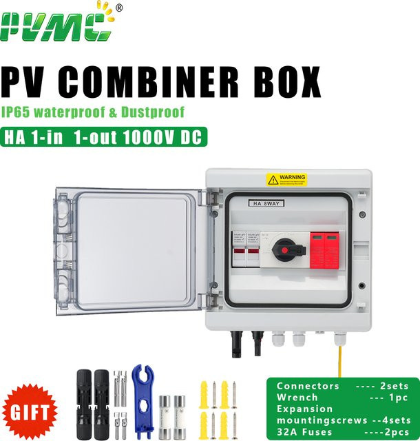 HA DC1000V Solar-Photovoltaik-Kombiniererbox 1-in-1-out mit Blitzschutz, 32A Sicherung, MCB, SPD und IP65 wasserdichtem Verteilerkasten in Weiß - Bild 1