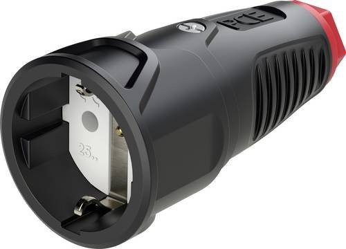 PC ELECTRIC Schutzkontaktkupplung PCE 2510-sr aus Thermoplast in Schwarz und Rot, 250 V - Bild 1