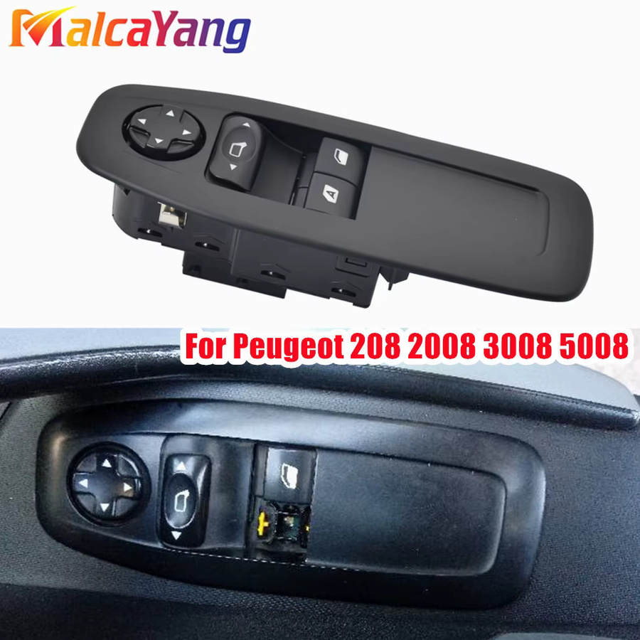 Malcayang Elektrischer Fensterheber Schalter Vorne Links Master Control Panel für Peugeot 208 und 3008/5008, Schwarz - Bild 3