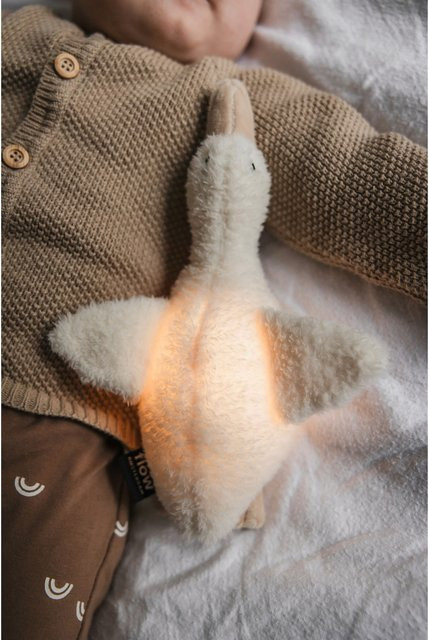 Flow Amsterdam Plüsch-Nachtlicht Ente Liva in Beige und Weiß mit Timer und wiederaufladbarem Akku - Bild 1