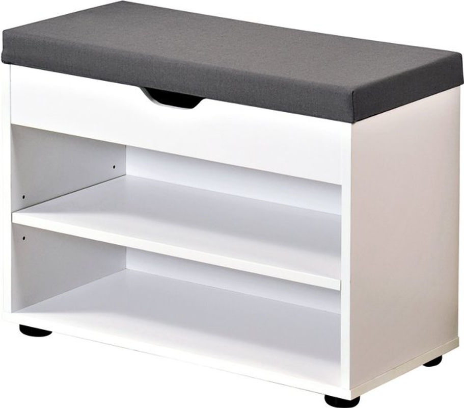 Kesper Schuhschrank mit Sitzkissen in Weiß und Grau, B/H/T: 30 x 45 x 150 cm - Bild 5