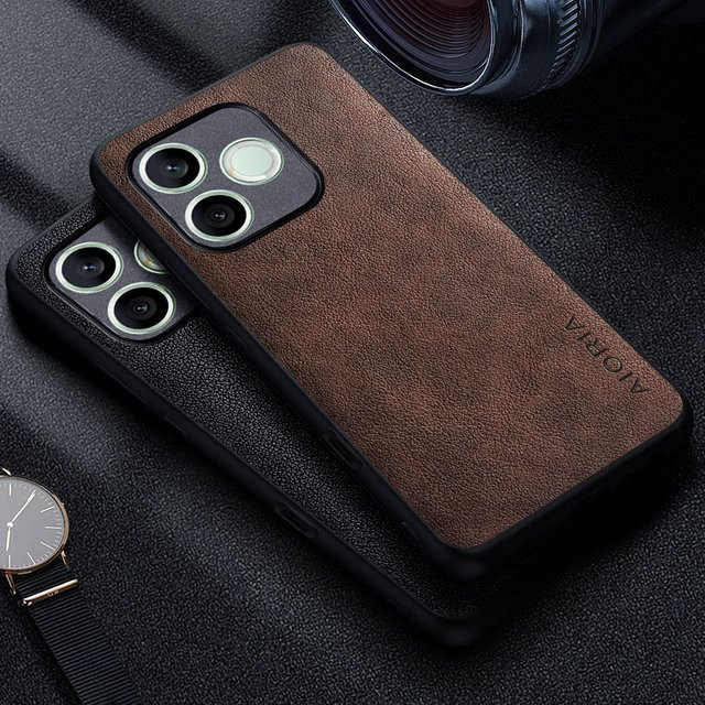 Premium Leder Handyhülle im Retro-Business-Stil für Honor 600 Lite in Grau oder Braun - Bild 1