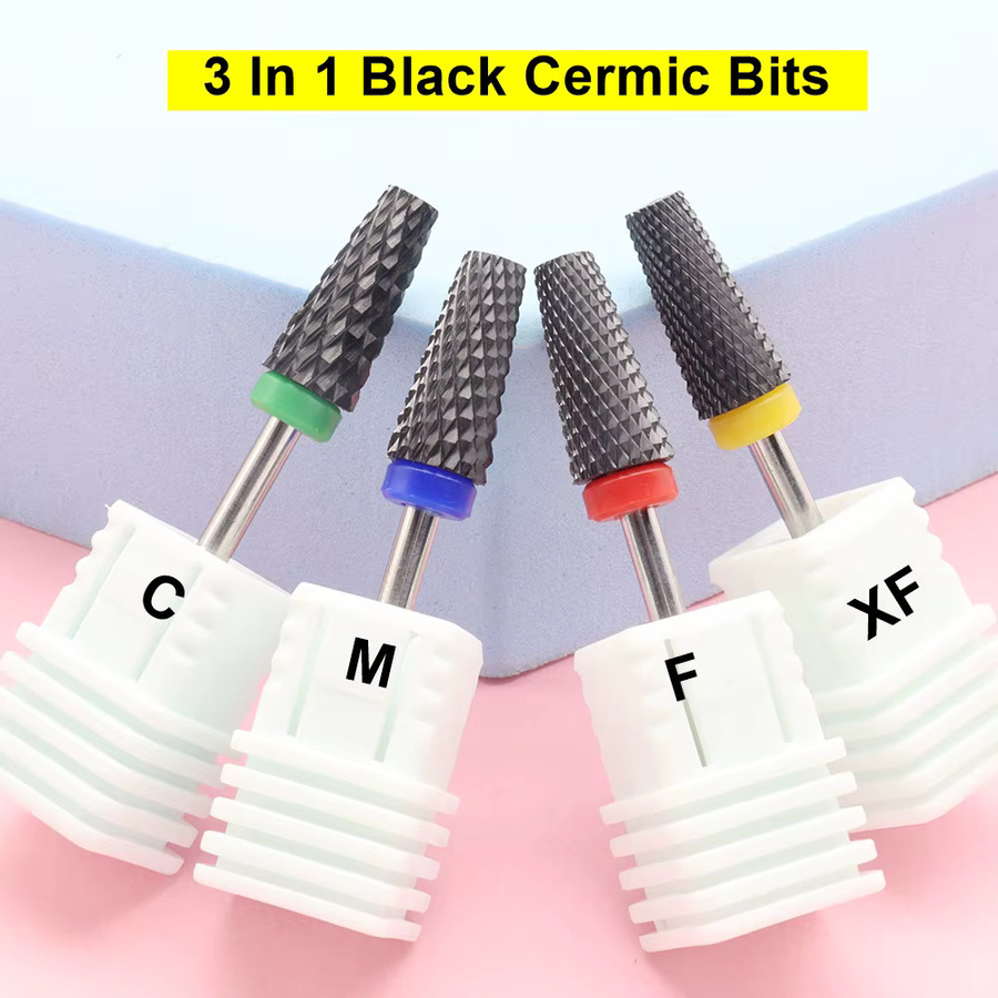 Easy Nail Nagelbohrer Keramik 5 in 1, Schwarz, 3/32 Zoll Schaft - Bild 2