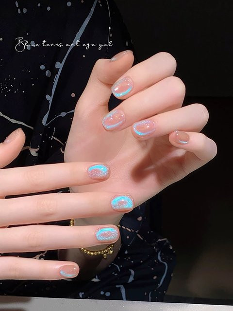 MISS SHAKA Magnetgel-Lack, Blauer Wasserlicht-Katzenaugen-Glitzer, 10 ml - Bild 1