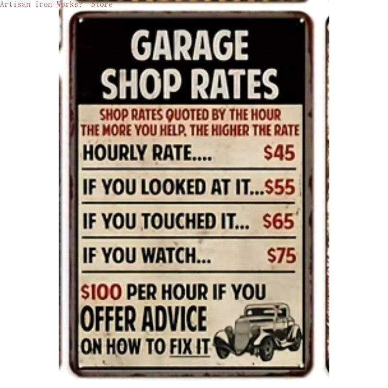 6er Set Vintage Metallschilder mit Typografie für Wandkunst in Garage oder Männerhöhle von Potdemiel - Bild 3