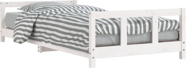 vidaXL Kinderbett aus Massivholz Kiefer in Weiß, B/L: 90 x 190 cm - Bild 1