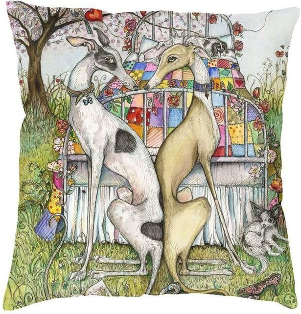 RRR Home Kissenbezug Gustav Klimt Windhund Design in Multicolour, Quadratisch, Breite: 45 cm, Höhe: 45 cm - Bild 1