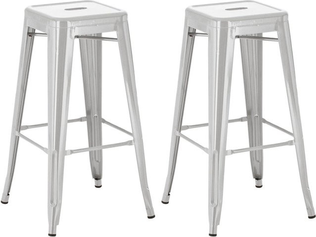 2er Set Barhocker DELUKE DOLAN aus Metall in Silber, moderne Tresenhocker B/T/H: 43 x 43 x 76 cm - Bild 1