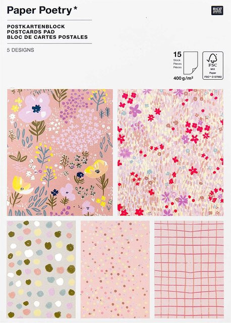 Rico Design Paper Poetry Postkartenblock Crafted Nature rosa, 15 Stück - Bild 1