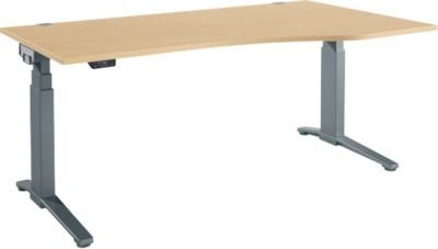 Schäfer Shop Genius Schreibtisch ERGOSTYLE S elektrisch höhenverstellbar mit C-Fuß und Memory Master, Ahorn/anthrazit, B: 180 cm, T: 80-100 cm, H: 64,5-130,5 cm - Bild 1