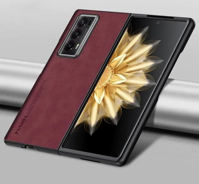 Honor Luxus Leder Handyhülle für Honor Magic V2 5G in Rot, matt und stoßfest - Bild 1