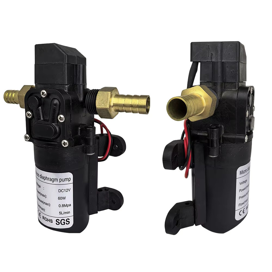 xmshxltd Hochdruck-Membranpumpe Mini-elektrische selbstansaugende Pumpe in Schwarz, DC12 V, 120 PSI, 60 W, 5 l/min - Bild 3