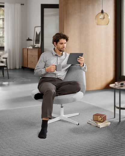 Songmics Home moderner Schreibtischstuhl als Drehstuhl für das Home Office in Grau und Weiß mit Stoffbezug - Bild 1