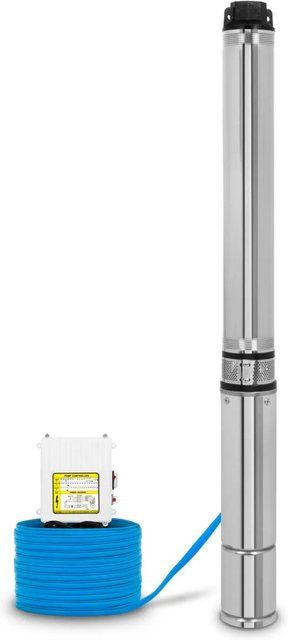 Eberth 4 Zoll Tiefbrunnenpumpe 1100W aus Edelstahl in Silber mit 1-1/2 Zoll Anschluss und einer maximalen Förderhöhe von 74 m - Bild 1