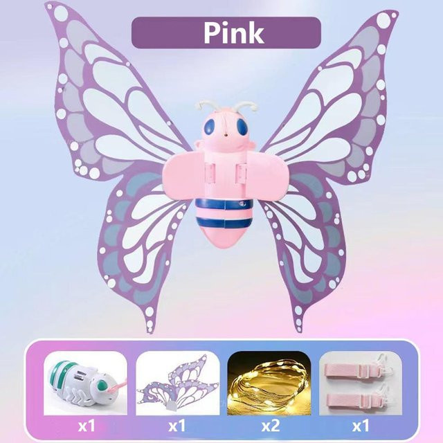 Fashnics Elektrische Schmetterlingsflügel, Elfenflügel mit Licht, rosa, ab 3 Jahre - Bild 1