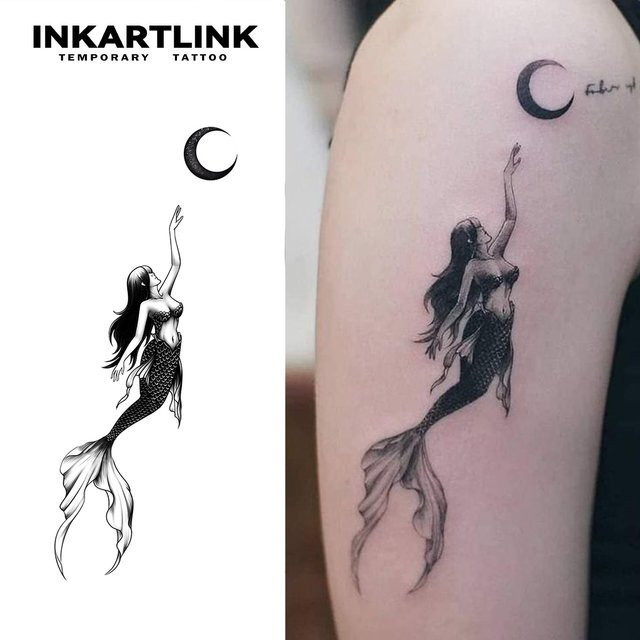 INKARTLINK Temporäres Meerjungfrau-Tattoo, wasserfest, semipermanent - Bild 1