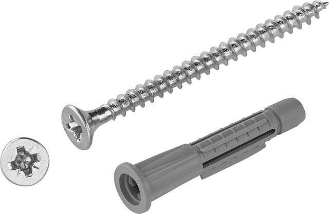 LUX-TOOLS Allzweckkragendübel aus Nylon mit Schrauben, Farbe Silber, Durchmesser: 5 mm, Länge: 30 mm, 10 Stück - Bild 1