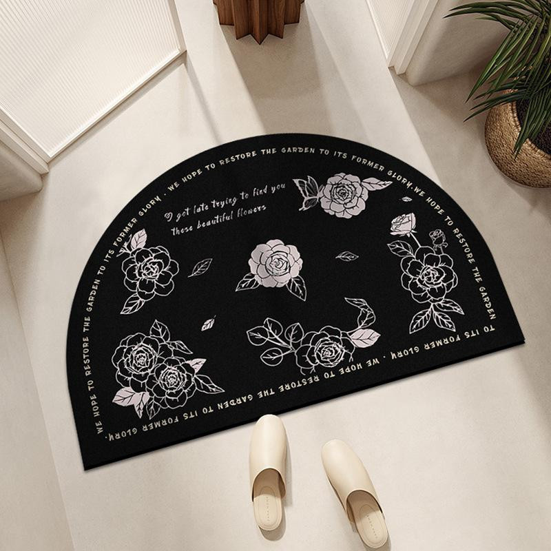 Muxias Badezimmer-Bodenmatte halbrund, Diatomee-Schlamm, rutschfest, Schwarz, B: 60 cm, T: 40 cm - Bild 1