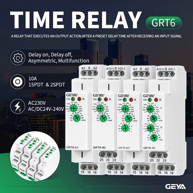 GEYA Multifunktions-Zeitrelais GRT6-M 10A ACDC 24-240V Weiß DIN-Schiene 0,1s-10 Tage Zeitverzögerungsrelais mit 10 Funktionsoptionen - Bild 3