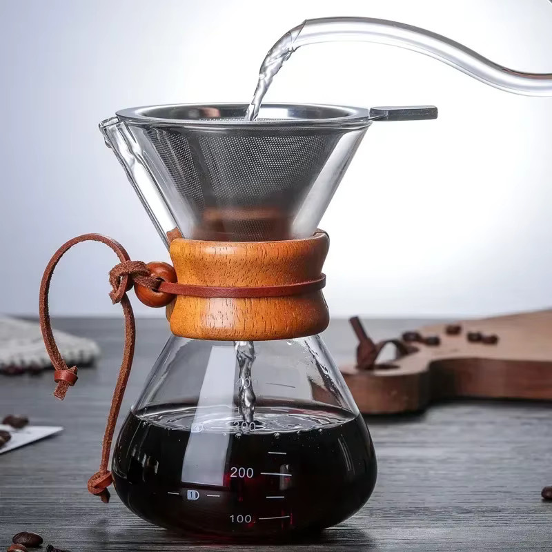 JUNBOPRO Handglas-Kaffeekessel mit Edelstahlfilter für Tropfbrauen, transparent, Höhe: 21,0 cm, Breite: 8,0 cm - Bild 2