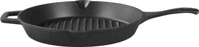 GRILLMEISTER Grillpfanne aus Gusseisen mit Riffelung, Durchmesser: 28 cm - Bild 1