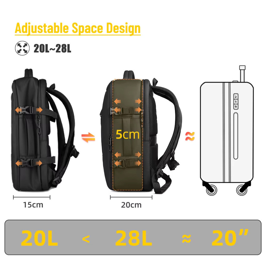 HK Reise-Boarding-Rucksack als multifunktionale 17-Zoll-Laptoptasche in Schwarz - Bild 5