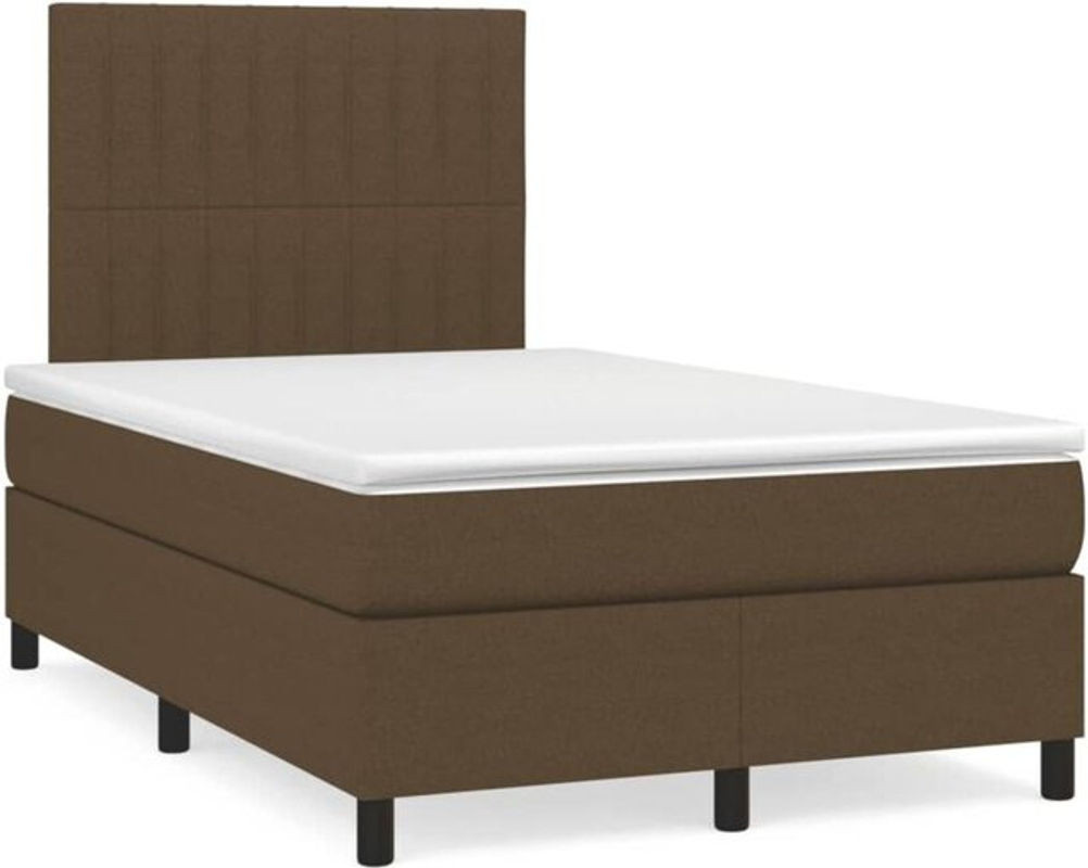 vidaxl Boxspringbett mit Matratze in Braun aus Stoff und Kiefer, B/T/H: 190 x 120 x 118 cm - Bild 1