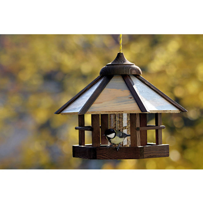 DOBAR Vogelfutterhaus für Wildvögel aus Kiefernholz und Kunststoff in Braun - Bild 3