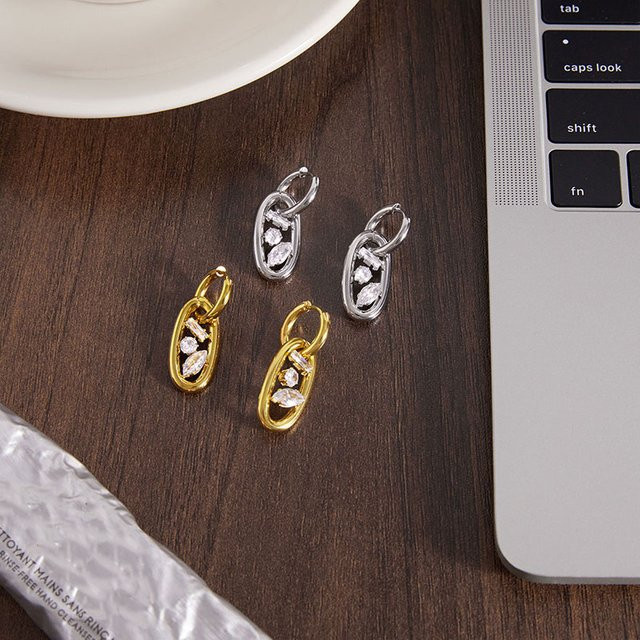 Abestecom Ohrringe, Moissanit, Gold, Unisex - Bild 1