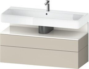 Duravit Qatego Waschtischunterschrank Wandmontage in Weiß und Beige, Glänzend, B/T/H: 119 x 47 x 59 cm - Bild 1