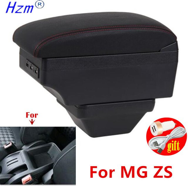 HuangZM Mittelkonsole Aufbewahrungsbox mit USB-Ladeanschluss für MG ZS in Schwarz - Bild 1