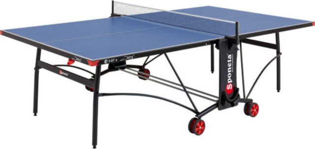 Sponeta SportLine Outdoor-Tischtennis-Tisch S 3-87 e, blau mit schwarzem Untergestell, Melaminharzplatte und Metallgestell, B/T/H: 152,5 x 152,5 x 76,0 cm - Bild 1