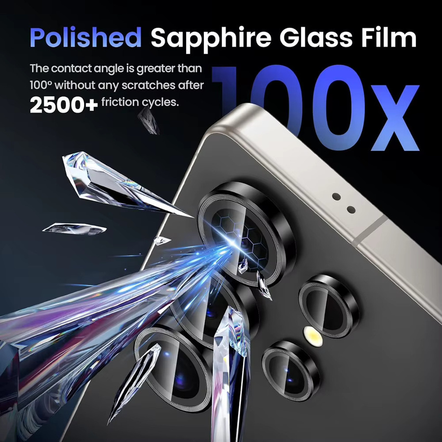 Objektivschutz für Samsung Galaxy S26 Pro S25 Edge S24 FE Plus Ultra mit 9H gehärtetem Glas und Metallring in Schwarz - Bild 2
