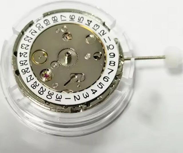Automatisches Uhrwerk, 3 Zeiger, Einzelkalender, Silber, Rubin - Bild 1