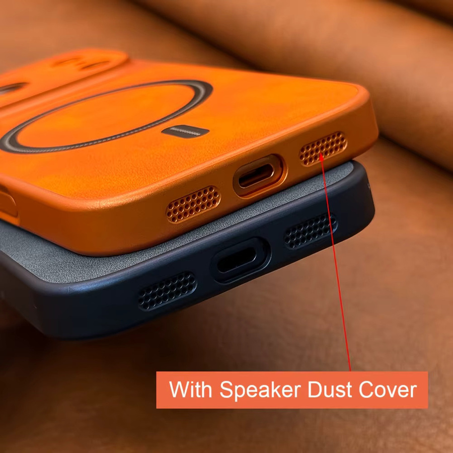 BTNCECO Kunstleder-Handyhülle mit matter Oberfläche und Magnetverschluss für iPhone 13 14 15 16 17 Pro Max 17Air, MagSafe kompatibel, Farben: Braun und Orange - Bild 1