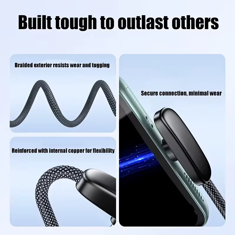 100W USB-C Schnellladekabel mit 90 Grad Winkel für Gaming und Mobiltelefone in Schwarz oder Weiß - Bild 3
