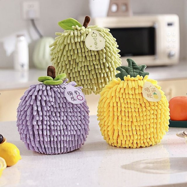 JUSTFULL Chenille-Handtücher aus Mikrofaser in Gelb und Multicolour, schnell trocknend und saugfähig mit Aufhängeschlaufen für Küche und Badezimmer - Bild 1