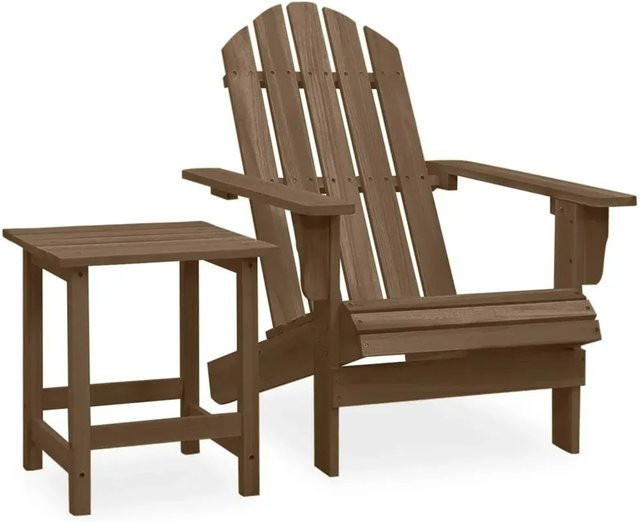 vidaXL Adirondack-Gartenstuhl mit Tisch aus Massivholz Tanne in Braun - Bild 1