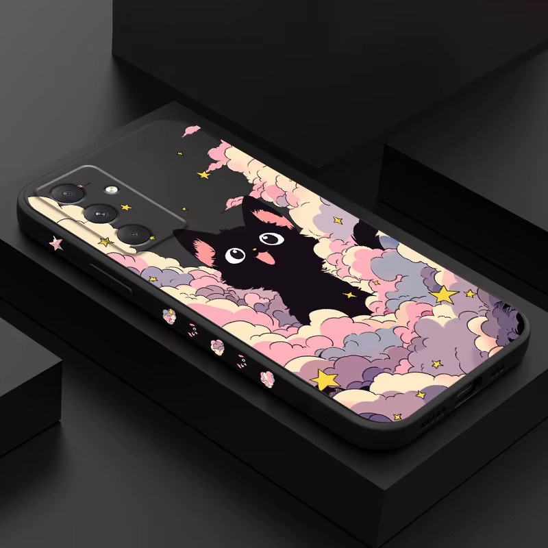 Bunte Wolke und Katze Handyhülle für Samsung Galaxy A-Serie (A17, A56, A55, A35, A25, A15, A05, A05S, A54, A34, A24, A14, A04, A04S, A04E) 4G/5G in Mehrfarbig - Bild 2