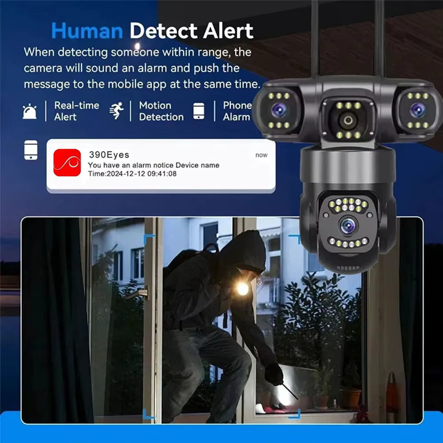 TAFN 6K WLAN IP-Kamera für Außenbereich mit Dreifach-Linsen und Dreifach-Bildschirmen, Wetterfest, Nachtsicht, Schwarz - Bild 4